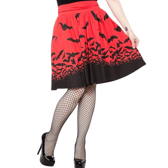 Sourpuss Dresses & Skirts - Sourpuss Red Spookville Vampire Bats Skirt Halloween Goth Retro Pin Up Large